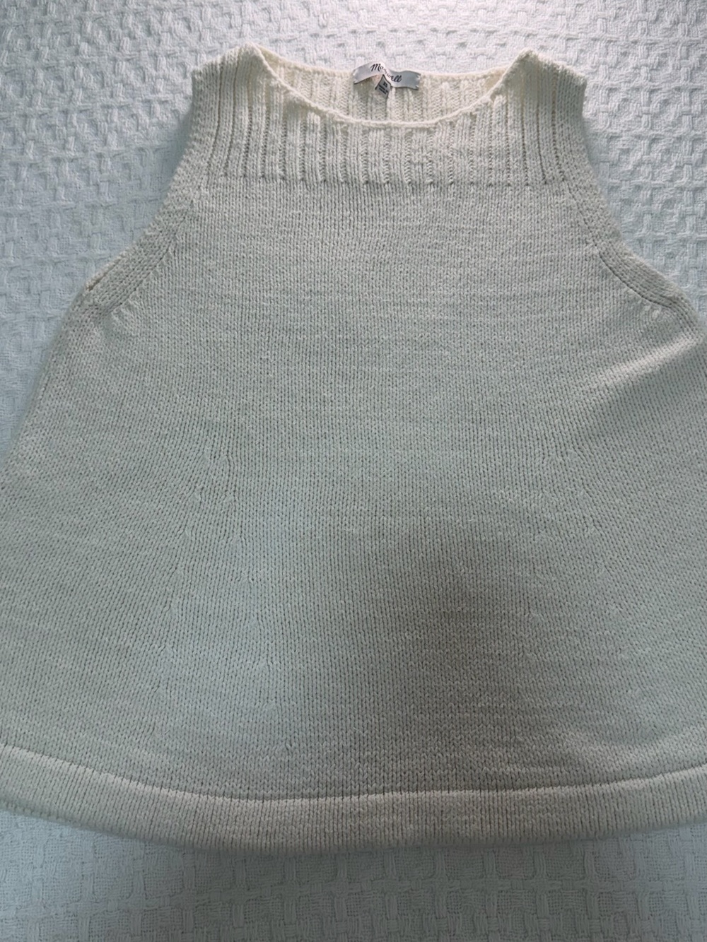 Madewell Cream Knit Sleeveless Crewneck Sweater